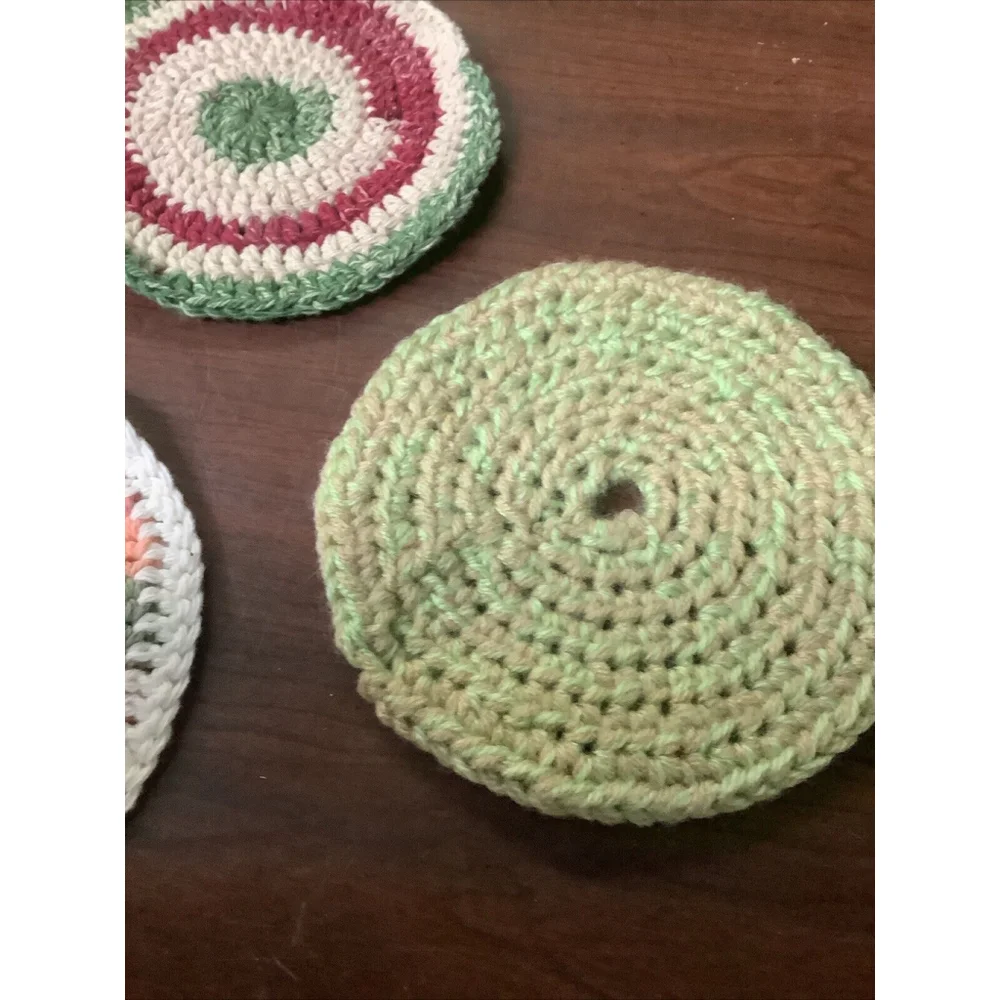 3 Vintage Crocheted Hot Pads/Pot Holders 6.25”
